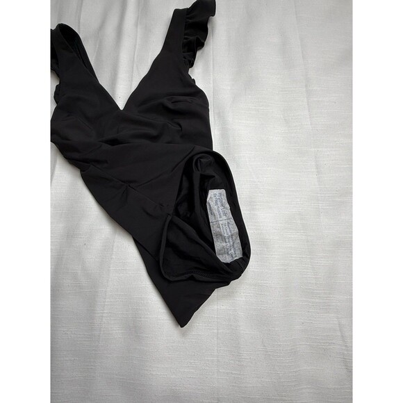 & Other Stories Ruffle Shoulder Plunge Neck One Piece Swimsuit In Black Sz 2 New - Picture 6 of 9
